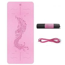 HBMAT Esterilla de yoga con línea de posición, antideslizante, esterilla de yoga TPE con correa elástica y bolsa de esterilla, ecológica 6 mm de grosor, esterilla de entrenamiento para yoga, pilates y