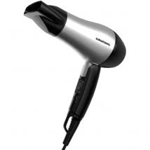 Grundig HD 2200 hair dryer 1200 W in Black and Silver, featuring 2 speed settings, 1.8 m cord, designed for travel with a concentrator nozzle for fast drying.