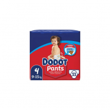 Dodot Pañales Bebé Pants Talla 4 (9-15 kg), PACK DE (33,66, 99, o 132) Pañales, Pañal-Braguita con Ajuste 360° Anti-Fugas, Pack Mensual