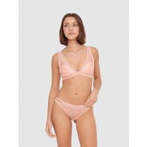 Sujetador bralette triangular de encaje con motivos florales con tirantes ajustables con cierre de corchetes INSIDE