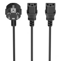 AISENS - Cable Alimentacion CPU, CEE7/M-2xC13/H, Negro, 3.0m A132-0865