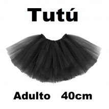 Tutú adulto,falda de tul,color negro,talla adulto 40cm,fiesta,fespu