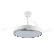 Akunadecor - Ventilador de techo con motor DC modelo Plumax, 5 acabados a elegir, Tecnologia Led 45W eficiente de 4400 Lumenes, Control remoto con temporizador, luz regulable en color e intensidad,