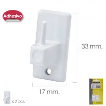 MAURER Gancho Adhesivo para Cortina/Ventana Blanco (Blister 2 Piezas)