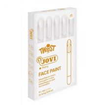 Jovi twist stick de pintura de cara - hipoalergenico - base agua - facil aplicacion - gran cobertura - secado rapido - facil de retirar - libre de parabenos y alergenos - color blanco (5 uds)