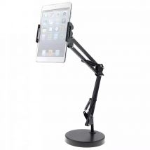 Soporte para Tablet y Movil Metalico Flexible con brazo largo giratorio de 360 °, para escritorio, sobremesa con pinza sujeccion regulable 12-18cm y dispositivos de 5 a 10pulgadas
