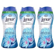 LENOR Unstoppables Classics Frescor de Abril, Perlas Impulsoras De Fragancia Pack 3 x 195g, Perlas de Perfume para la Ropa, Fragancia limpia inspirada en las Flores Primaverales, Explosión de Frescor