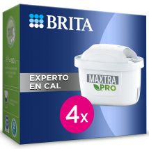 BRITA Filtro MAXTRA PRO Experto en Cal | Pack de 4 Unidades | Filtra hasta 150L por filtro | Reduce cal, cloro y metales pesados | Mejora el sabor del agua | Compatible con jarras BRITA MAXTRA | Sin