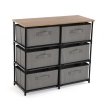 Versa - CAJONERA 6 CAJONES GRIS CLARA de 76x30x68 cm