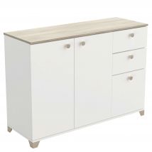 Miroytengo Aparador Izzy Salón Comedor Blanco Mate y Roble Kronberg 82x120x42 Cm - Diseño Moderno y Elegante