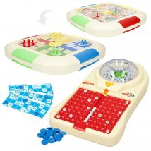 COLORBABY - Set 3 juegos de mesa, bingo electrónico, parchís, el juego de la oca, Set completo con tableros y fichas, para más de 2 jugadores, juegos reunidos de mesa, juegos de mesa, niños 5 años y