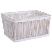 Cesto de bambú cuadrado blanco 26x18x13h cm