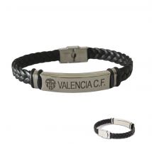 Pulsera ajustable en acero y cuero - Escudo VALENCIA C.F. - Presentada en caja para regalo - Regalo para hombre o mujer