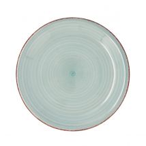 Quid Plato Llano Gres 27 Cm Aqua Apilable Pintado a Mano Apto Microondas Congelador Lavavajillas