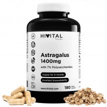 Astrágalo 1400 mg. 180 cápsulas veganas para 6 meses de tratamiento. Extracto Natural de Astragalus con 7% Polisacáridos. Fabricado en España por HIVITAL