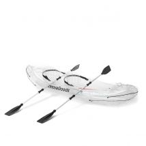 InnovaGoods® Kayak Hinchable 2 plazas, Kayak Hinchable Transparente 312Cm, Kayak Hinchable con 3 cámaras de Aire, 2 Asas de Transporte, 2 remos Desmontables, 2 Asientos hinchables, hinchador Manual.
