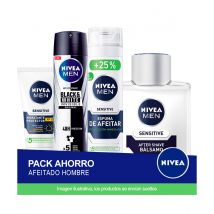 NIVEA MEN Pack ahorro afeitado gama Sensitive - Contiene aftershave, espuma de afeitado, crema hidratante y desodorante