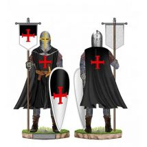 Escudo-bandera de resina negra Templario,