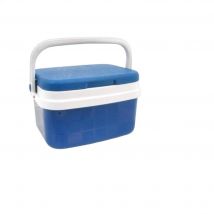 Nevera portátil con asa, 10 litros, polipropileno, porta alimentos para playa, acampada, camping, 22 x 33 x 24 cm, color azul y blanco