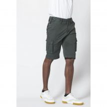 Koroshi Bermuda pantalón corto estilo cargo con seis bolsillos color negro | Moda urbana
