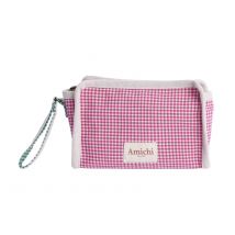 Neceser de playa de mano para mujer AMICHI Palma de tejido Vichy