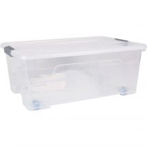 DEM - CAJA ALMACENAJE CON TAPA 36L CON RUEDAS LINEA KIRA - Caja de Almacenaje Espaciosa y Funcional  Organizadora - Caja de Almacenaje Resistente y Duradera - Caja Almacenaje con Tapadera  - Caja de