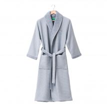 UNITED COLORS OF BENETTON Albornoz de Algodón 400GSM Gris / Azul oscuro - Suavidad y Durabilidad - Certificados OEKO-TEX y BCI