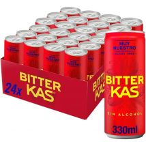 Bitter KAS 24 Latas x 330 ml, Refresco Amargo sin Alcohol, Bebida Única y Deliciosa, con Burbujas, sin Alcohol, Bebida Refrescante y Amarga, Ideal como Aperitivo