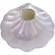 DOCOLASTRA Concha de Bautizo Personalizada en Cristal Nacarado con Ovalo Plateado.Opcion de añadir Pañuelo o Bolsa de Bautizo (OVALO PLATEADO)