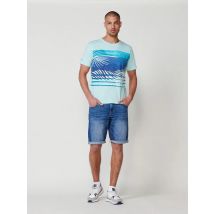 Koroshi Camiseta de manga corta blanca con estampado delantero multicolor para hombre