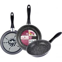 Magefesa K2 Gransasso set de 3 sartenes 18/20/24 cm. Exterior gris, antiadherente bicapa efecto piedra, aptas para todo tipo de cocinas, especial inducción. Hasta 50% de ahorro energético.