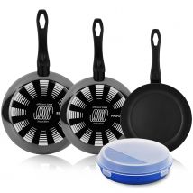 Fagor Indutherm - Set de Sartenes Negras, Acero Esmaltado, Antiadherente Doble Capa, Apto Para Todas las Cocinas y Lavavajillas, Inducción