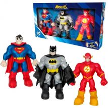 Bizak MONSTERFLEX DC, Pack de 3 Figuras de Tus Superhéroes Favoritos, Muñeco Extensible y Elástico, 25 cm, para Coleccionar, Adultos Fans Coleccionistas, Niños +6 años, (64392024)