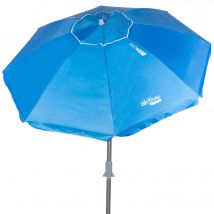 Aktive - Sombrilla playa antiviento 200 cm o 220 cm, Max Air, azul, forma octogonal, poliéster con protección UV50 y revestimiento plateado, 8 varillas fibra de vidrio, mástil inclinable Ø28/32 mm,