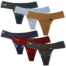 Don Algodon Pack 6 Tangas Encaje Mujer | Calidad y Suavidad Excepcionales | Colores Llamativos | Tejido Transpirable | Resistencia a los Lavados