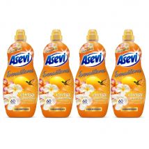 Asevi Suavizante Concentrado Sensations Energy 60 Lavados, Pack Ahorro 4x60 Dosis Total 240 Lavados, Fragancia Duradera, Ropa Suave y Cuidada, Esencias Naturales Con Efecto Intensamente Energizante