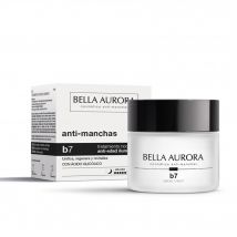 BELLA AURORA - B7 Crema Antiedad Ilimunadora de Noche 50 ml, Crema Antimanchas, Ilumina la Cara y Atenúa Arrugas, Reduce Signos de Fatiga e Hidrata, con Ácido Glicólico y Extracto de Langsat