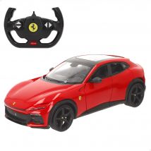 RASTAR Coche teledirigido Ferrari Purosangue a escala 1:14, réplica oficial con mando RC 2.4 GHz y control en 6 funciones, puertas abatibles para mayor realismo, diseño detallado con acabados de