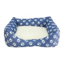CAMA PARA PERROS - Azul oscuro, estampado de huellas, Razas Grandes, 70x60cm, Arquivet