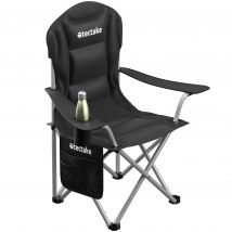 Tectake - Silla de camping acolchada MTX, Con portavasos, bolsillo lateral y bolsa de transporte, Tejido Oxford 600D, A prueba de agua, Silla plegable, Pies antideslizantes, 88,5 x 55 x 103 cm,