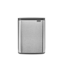 Brabantia - Cubo de basura Bo 12 L - Elegante y práctico - Tapa de fácil apertura y cierre suave - Higiénico, ahorra espacio - Asa para transportar - Para baño, oficina y dormitorio - Acero Mate AH