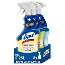 Lysol Pack 3 Sprays Desinfectantes 750ml (Multiusos aroma Manzana, Cocina aroma Limón, Baño aroma Marino)