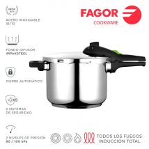 Fagor Olla a Presión 6L Inducción Acero Inox. 18/10 2 Niveles de Presión 5 Sistemas de Seguridad