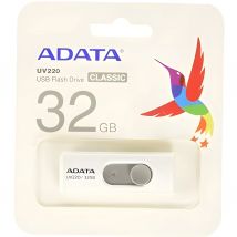 Adata ADATA UV220 32GB USB 2.0 Gris/Blanco - Memoria USB con Conector Deslizante y Soporte de Correa