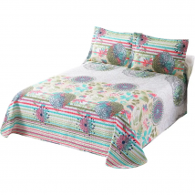 NOVOTEXTIL Colcha Bouti de Verano Estampada 100% Algodón con 2 Fundas de Cojín 50x70 cm Cubrecamas Ligero Transpirable Ideal Primavera Verano Tejido Natural Suave Fresco Diseño Moderno Colorido Ropa