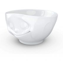 FIFTYEIGHT PRODUCTS Cuenco Blanco Feliz 500 Ml Porcelana Dura para Lavavajillas y Microondas