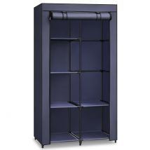 SONGMICS Armadio in Tessuto, Guardaroba, con 1 Barra Appendiabiti, 6 Ripiani, Tessuto Non Tessuto, Struttura in Metallo, 45 x 88 x 168 cm, per Camera da Letto, Corridoio, Blu Scuro/Grigio/Nero/Verde