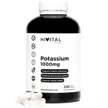 Potasio puro 1000 mg procedente de Citrato de Potasio. 240 comprimidos veganos para más de 2 meses. Hivital