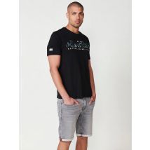 Koroshi Camiseta de Manga Corta de Algodón con Letras Koröshi y Detalle en Manga en Negro para Hombre – 100% Algodón