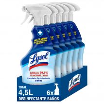 Lysol Spray desinfectante y limpiador Baños, aroma frescor marino - Pack 6x750 ml